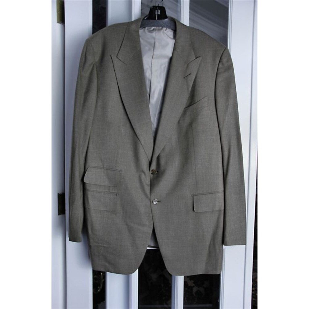NWT TOM FORD Light Brown Tyler Perry Wool Silk Blazer Long Jacket Coat 52L